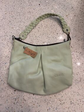 Nena & Co. Pale Mint Braided-Handle Leather Shoulder Bag #23